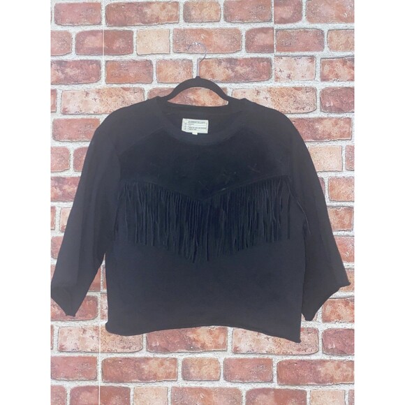 CURRENT/ELLIOTT The Suede Fray Popover Wide-Sleeve Cotton Top Size 1 retail $398 - Picture 4 of 11